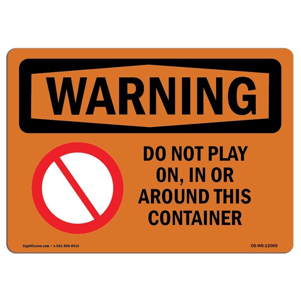 OSHA, Do Not Play On In Or Around W/ Symbol, 5in X 3.5in Decal, 10PK, OS-WS-D-35-L-12069-10PK